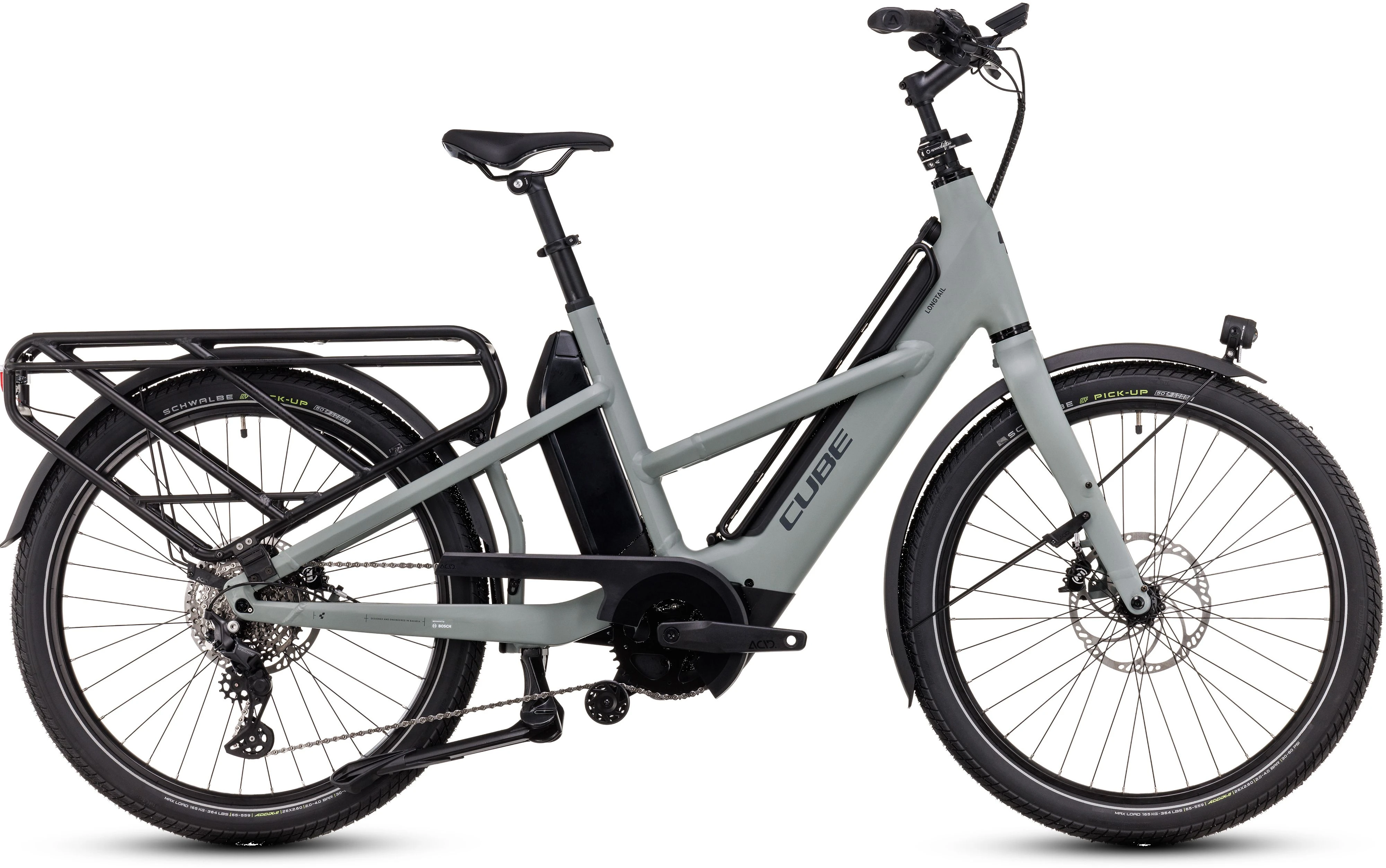 Vélo cargo électrique longtail Cube Longtail Hybrid Sport 725 swampgrey´n´reflex